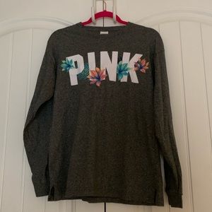 PINK Floral Embroidered Long Sleeve T-Shirt